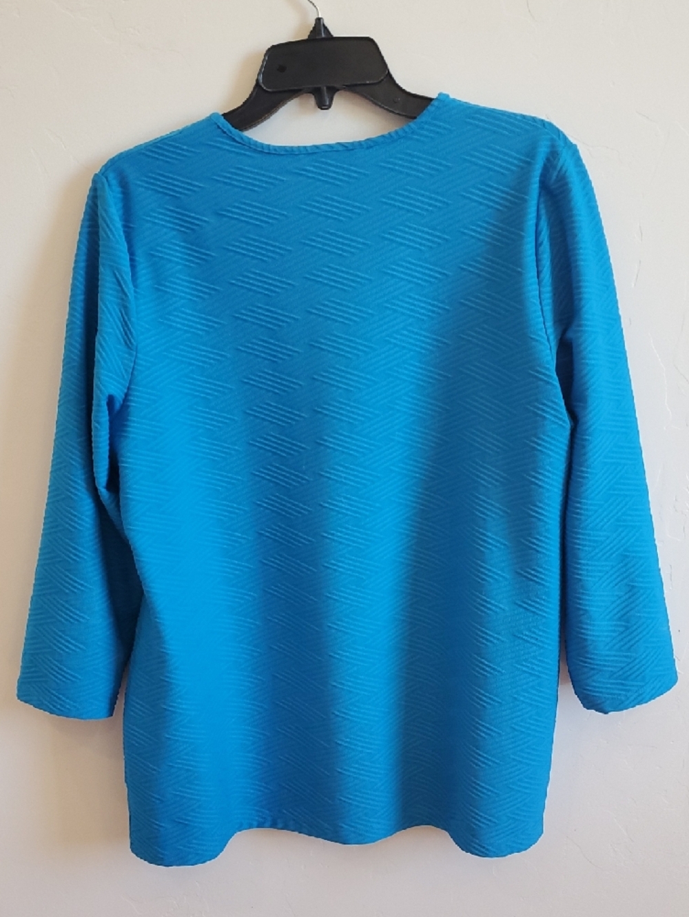 Allison Daley Bright Teal Textured Scoop Neck Long Sleeve Top - Picture 4 of 8
